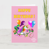 ユニコーン誕生日カード子供へおもしろい カード (正面)