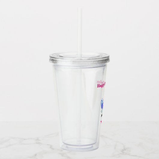 ユニコーン誕生日ガールかわいいレインボー追加の名前の年齢 アクリルタンブラー (右)