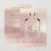 ユニコーン誕生日ガールズナイトアウトパーティーバラ金ゴールド 招待状 (正面/裏面)