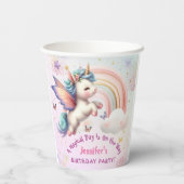 ユニコーン誕生日ガールパープルピンク紙 紙コップ (裏面)