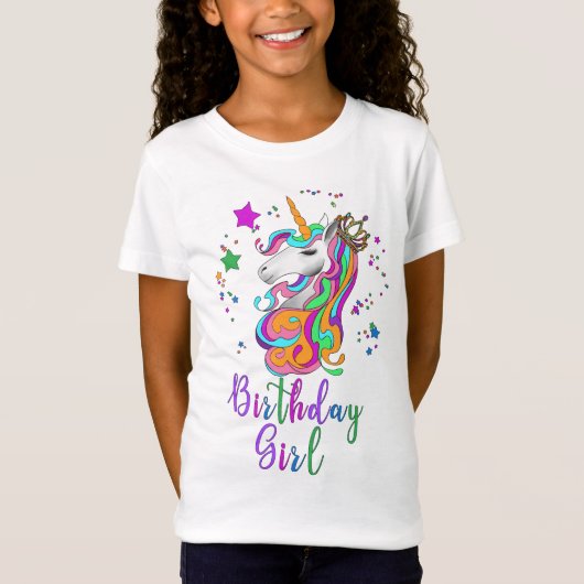ユニコーン誕生日ガールートシャツ Tシャツ (正面)