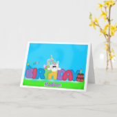 ユニコーン誕生日グリーティングカード カード (黄色い花)