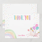 ユニコーン誕生日サンキューカードピンクマジカル サンキューカード (正面/裏面)