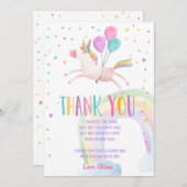 ユニコーン誕生日サンキューカードピンクマジカル サンキューカード (正面/裏面)