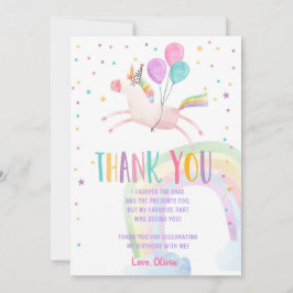 ユニコーン誕生日サンキューカードピンクマジカル サンキューカード