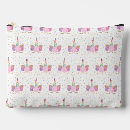 ユニコーン誕生日パターン アクセサリーポーチ (正面)