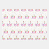 ユニコーン誕生日パターン ラッピングペーパーシート (正面)