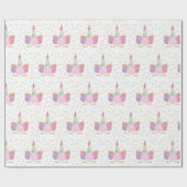 ユニコーン誕生日パターン ラッピングペーパー (フラット)