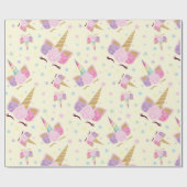 ユニコーン誕生日パターン ラッピングペーパー (フラット)