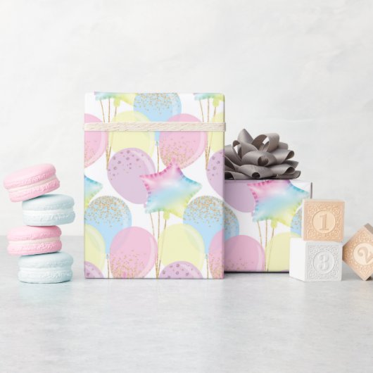 ユニコーン誕生日パターン ラッピングペーパー (ベビーシャワー)