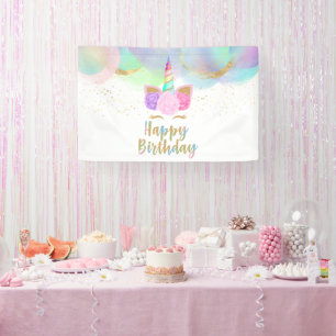 ユニコーン誕生日パーティバナー 横断幕