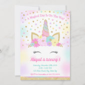 ユニコーン誕生日パーティマジカルレインボーユニコーンinv 招待状 (正面)