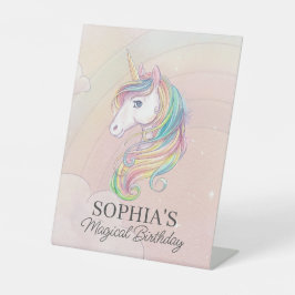 ユニコーン誕生日パーティレインボーパーティーサイン 台座サイン