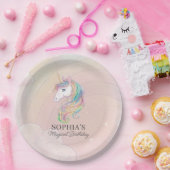 ユニコーン誕生日パーティレインボーパーティーデコール紙p ペーパープレート (パーティー)
