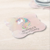 ユニコーン誕生日パーティーのレインボーパーティー装飾 ペーパーコースター (アングル)