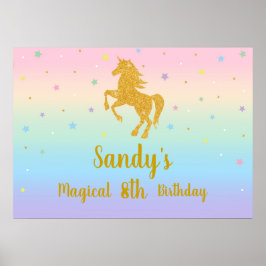 ユニコーン誕生日パーティーの写真用背景 ポスター