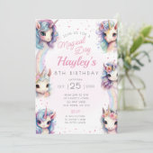 ユニコーン誕生日パーティーの招待状マジカルデー 招待状 (スタンド正面)