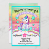 ユニコーン誕生日パーティーの招待状 招待状 (正面/裏面)