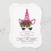 ユニコーン誕生日パーティーの招待 招待状 (正面/裏面)