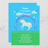 ユニコーン誕生日パーティーの招待 招待状 (正面/裏面)