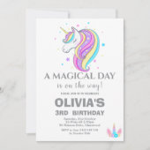 ユニコーン誕生日パーティーの装飾 招待状 (正面)