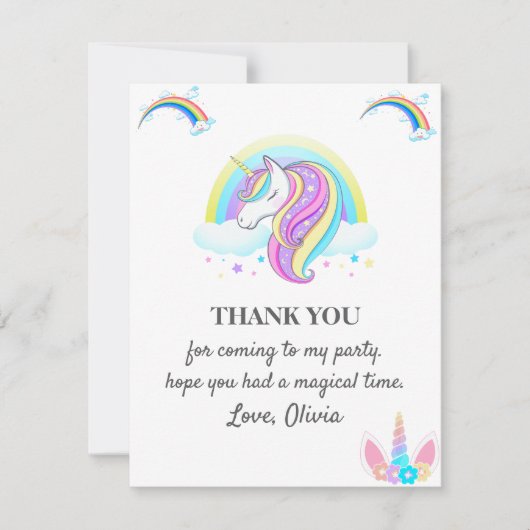 ユニコーン誕生日パーティーの装飾 招待状 (正面)