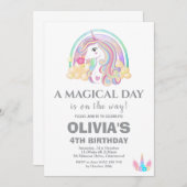 ユニコーン誕生日パーティーの装飾 招待状 (正面/裏面)