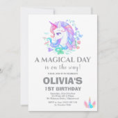 ユニコーン誕生日パーティーの装飾 招待状 (正面)