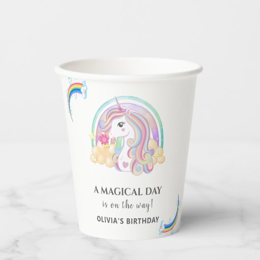 ユニコーン誕生日パーティーの装飾 紙コップ (正面)