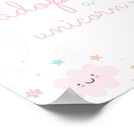 ユニコーン誕生日パーティーを採用するレインボー ポスター (角)