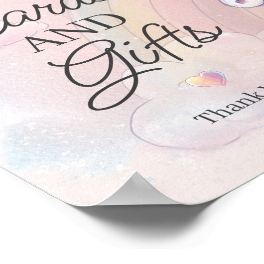 ユニコーン誕生日パーティーカードとギフトのサイン ポスター (角)