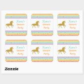 ユニコーン誕生日パーティーグリッターガールキッズシール スクエアシール (シート)