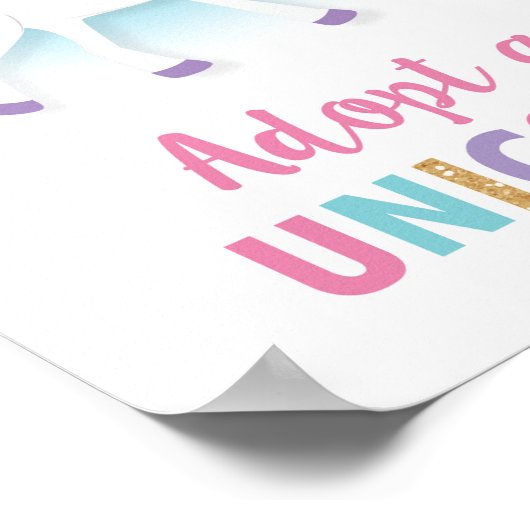 ユニコーン誕生日パーティーゲームのアクティビティサインを採用 ポスター (角)