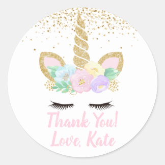 ユニコーン誕生日パーティーステッカー ラウンドシール