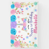 ユニコーン誕生日パーティーテーブパーソナライズされたル背景 横断幕 (縦)