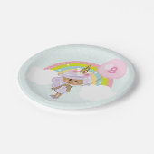 ユニコーン誕生日パーティープレートダークスキントーン ペーパープレート (アングル)