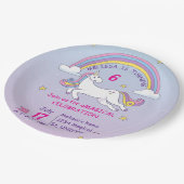ユニコーン誕生日パーティープレート-名前をカスタムする&年齢 ペーパープレート (アングル)