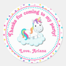 ユニコーン誕生日パーティーメッセージカードシール
