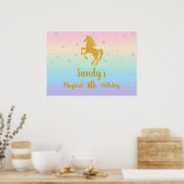 ユニコーン誕生日パーティー写真の背景 ポスター (キッチン)