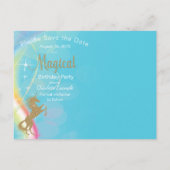 ユニコーン誕生日パーティー日付はがきを保存 案内ポストカード (裏面)