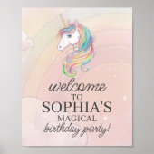 ユニコーン誕生日パーティー歓迎サイン ポスター (正面)