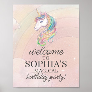 ユニコーン誕生日パーティー歓迎サイン ポスター