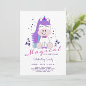 ユニコーン誕生日パーティー虹の色 招待状 (スタンド正面)