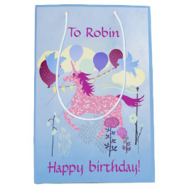 ユニコーン誕生日パーティー ミディアムペーパーバッグ