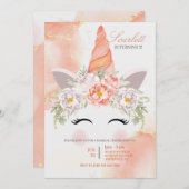 ユニコーン誕生日パーティー 招待状 (正面/裏面)