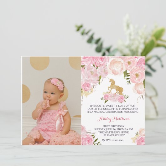 ユニコーン誕生日ファーストフローラ招待状、 招待状 (スタンド正面)
