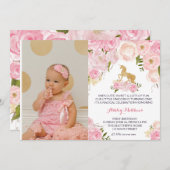 ユニコーン誕生日ファーストフローラ招待状、 招待状 (正面/裏面)