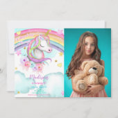 ユニコーン誕生日フォト招待状 招待状 (正面)