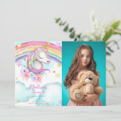 ユニコーン誕生日フォト招待状 招待状 (スタンド正面)