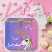 ユニコーン誕生日プレート | レインボーユニコーンパーティー ペーパープレート (パーティー)